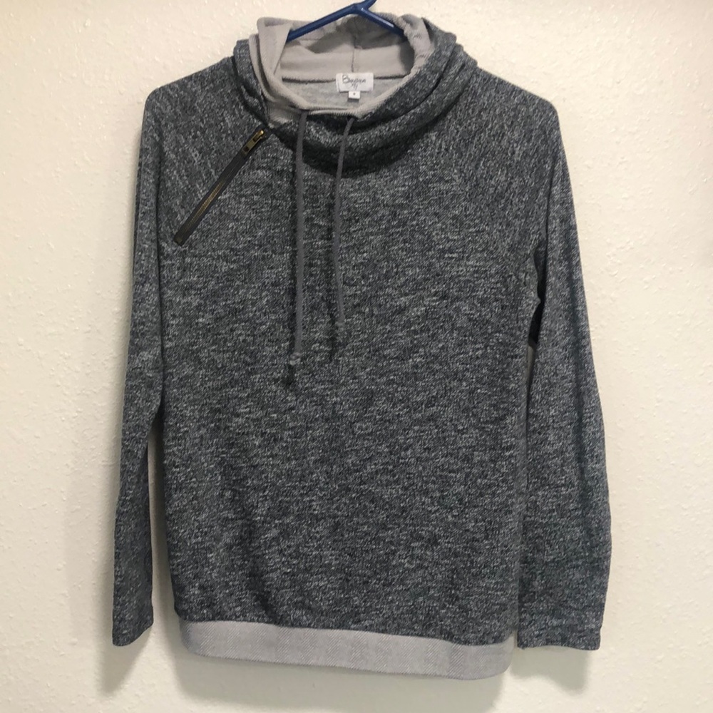 Boutique Only Heather Blue/Grey Double Hoodie Pull Over Size Small